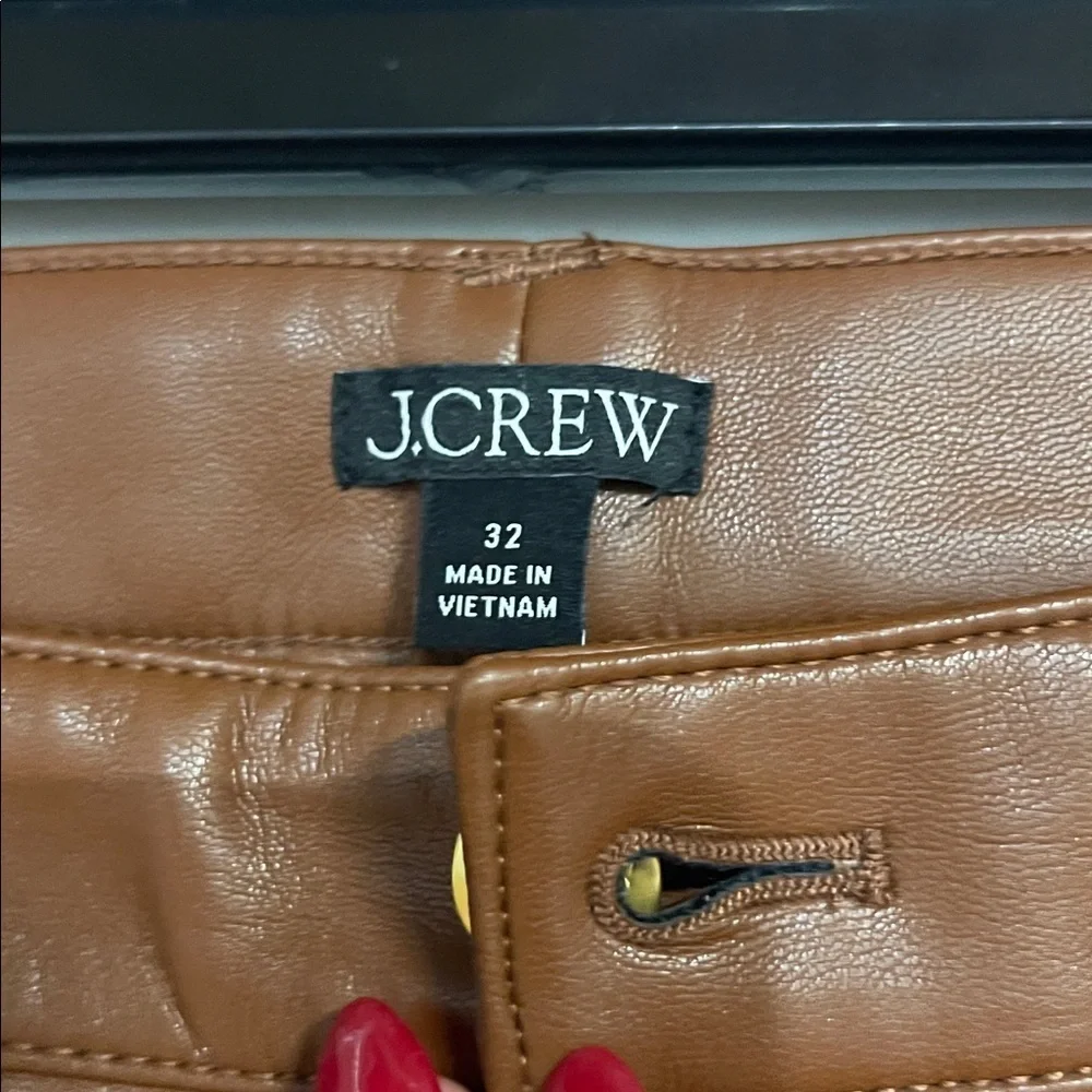J CREW WOMENS HIGH RISE BOOTCUT PANT FAUX LEATHER BROWN 32 CC485